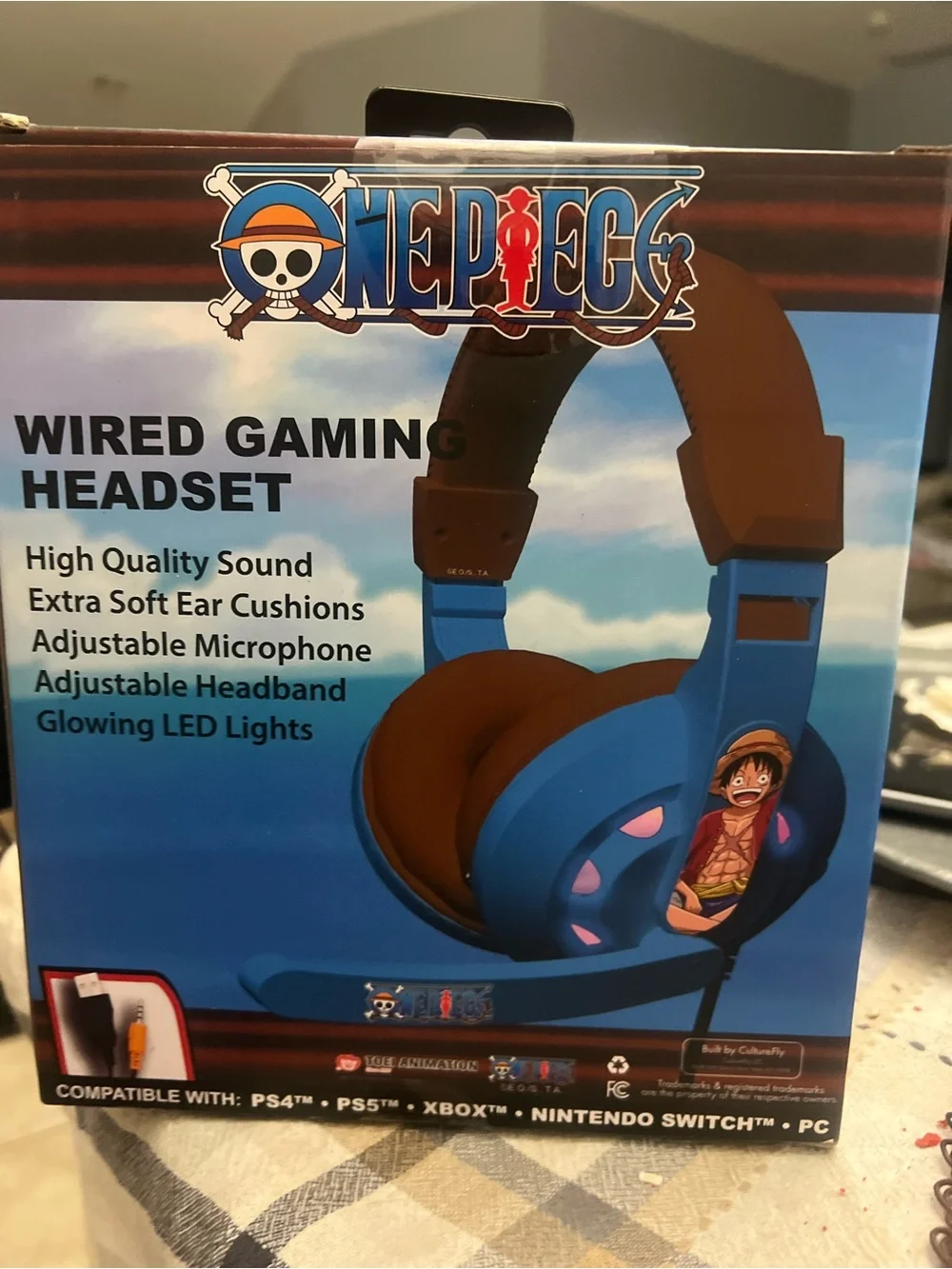 Onepiece Blue and Brown Wired Gaming Headset with LED Accents